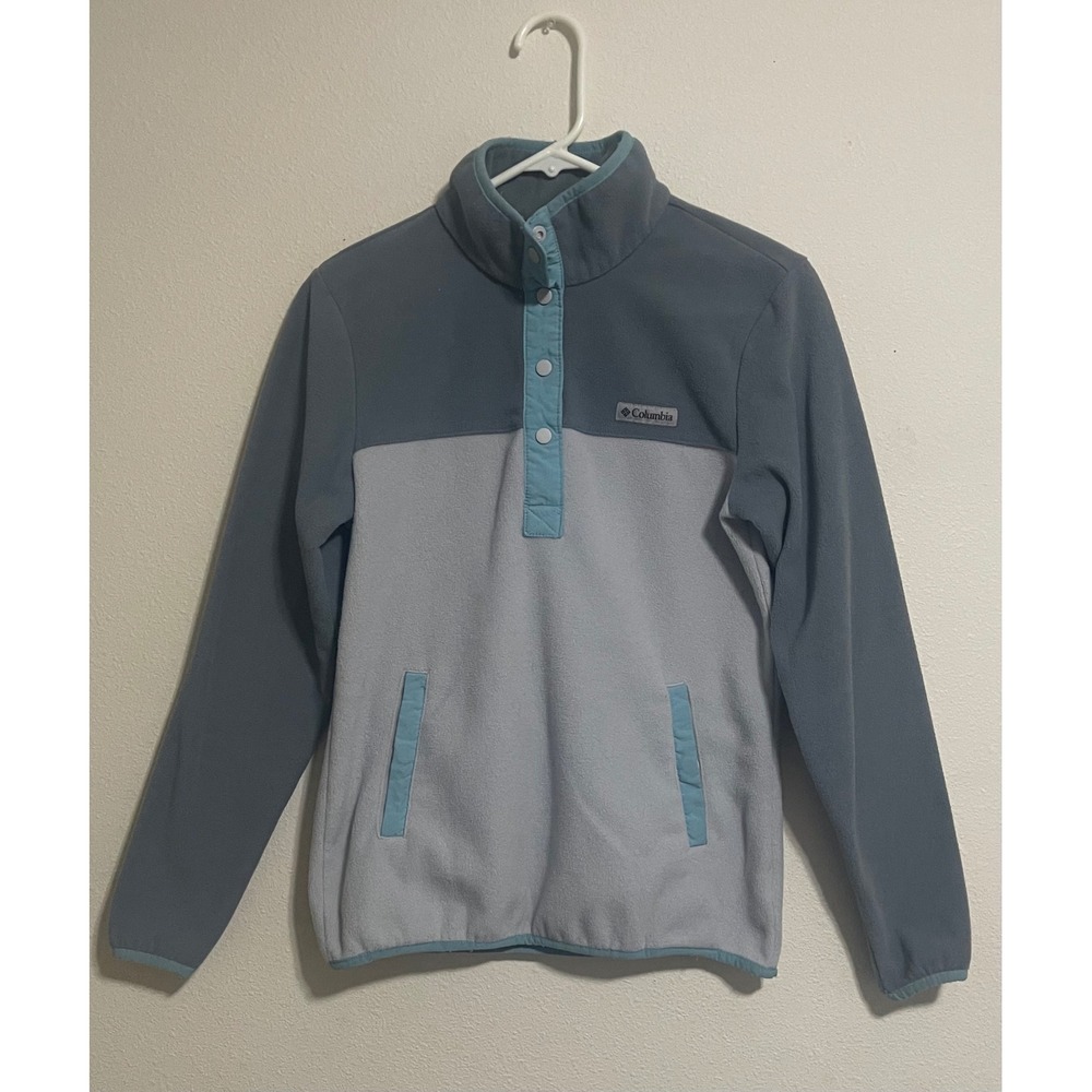 Columbia Benton‎ Springs Snap Fleece Pullover Grey Blue Womens XS